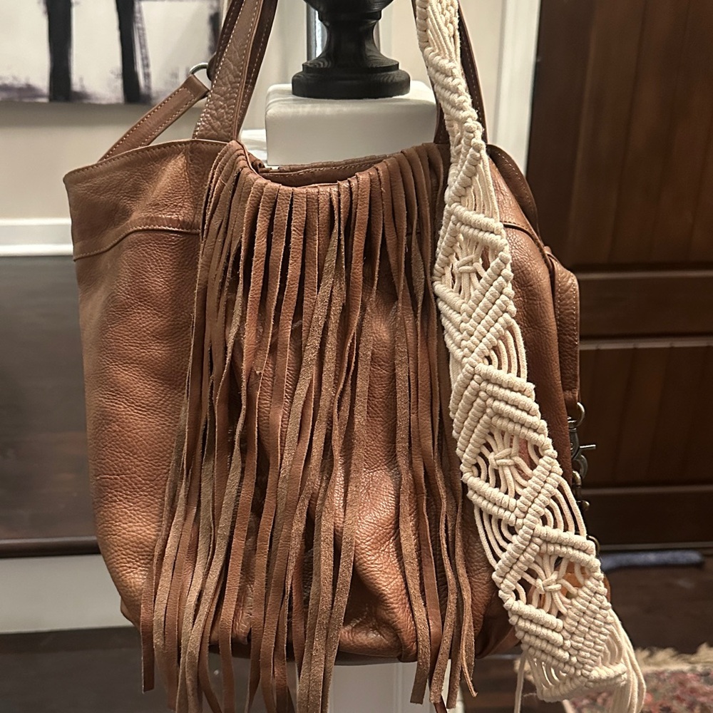 DAY MOOD LEATHER FRINGE HOBO CROSSBODY BAG